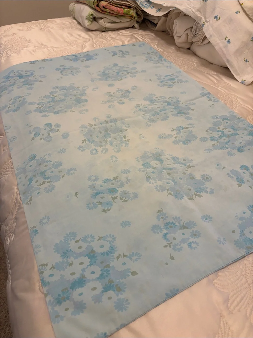 Vintage Floral Pillowcases in Blue, Yellow & Green